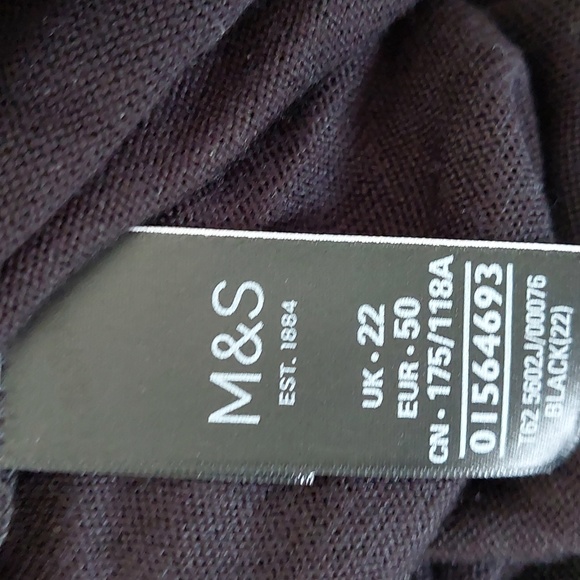 Per Una Ladies Black Lightweight Knit  Waterfall Front Cardigan Uk Size 22 - Picture 6 of 6